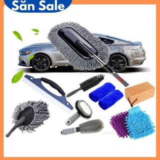 Bộ Set Full 11 Chi Tiết Dụng Cụ Chăm Sóc Vệ Sinh Làm Đẹp Ô Tô (Ghi)