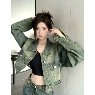 Áo khoác jean croptop , áo khoác bò dáng ngắn túi hộp snupi