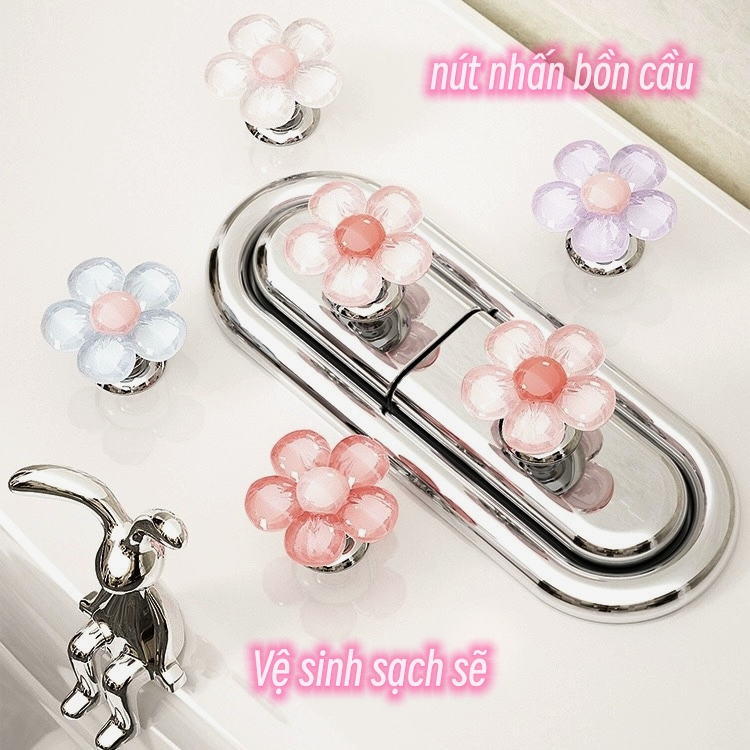 Nút Xả Bồn Cầu Hình Bông Hoa🍀FREESHIP🍀Dụng cụ nhấn xả nước  Dạ Quang Dễ Thương Sáng Tạo Trang Trí Nhà Tắm