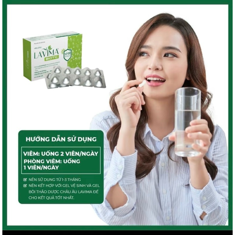 Men Vi Sinh Lavima Biotic viên uống. Viên uống phụ khoa giảm khí hư, ngứa rát, ngăn ngừa tái phát