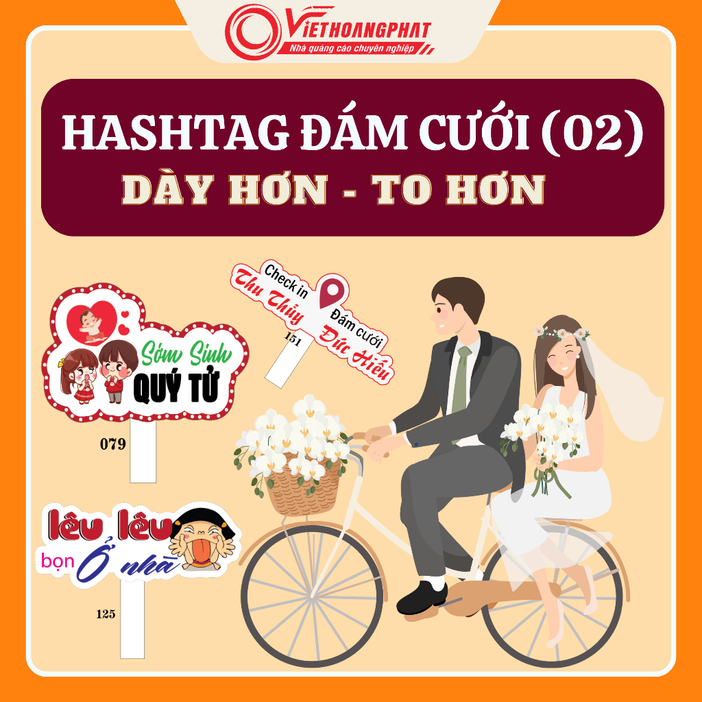 Hashtag Đám Cưới (02), Ăn Hỏi, Bảng cầm tay chụp ảnh Đám Cưới - 2000 Mẫu Hot nhất năm 2024 (M 61-120)
