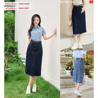  Chân Váy JEANS Nữ cao cấp CARDINA Dáng dài xẻ dễ vận động kiểu trẻ trung năng động cá tính 