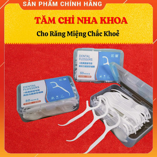 Hộp 50 Chiếc Tăm Chỉ Nha Khoa - Tiệt Trùng Vệ Sinh Răng Miệng Chất Lượng Cao