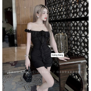 Váy Bòdy Trễ Vai Đính Hoa