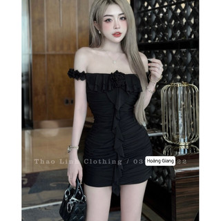Váy Bòdy Trễ Vai Đính Hoa