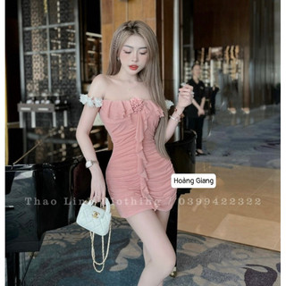 Váy Bòdy Trễ Vai Đính Hoa