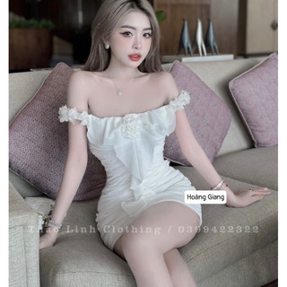 Váy Bòdy Trễ Vai Đính Hoa