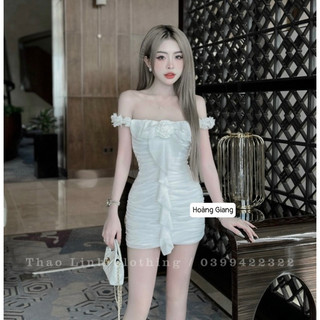 Váy Bòdy Trễ Vai Đính Hoa