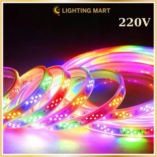 3m 5m 10m dây đèn led 2835 chạy đuổi 3 hàng led 220v cao cấp , dây led chống nước trang trí noel, lễ tết