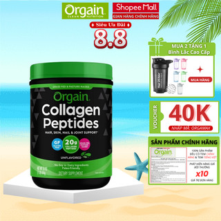Collagen thuỷ phân ORGAIN Collagen Peptides giúp trẻ hoá da, đẹp da và giảm đau xương khớp 454g