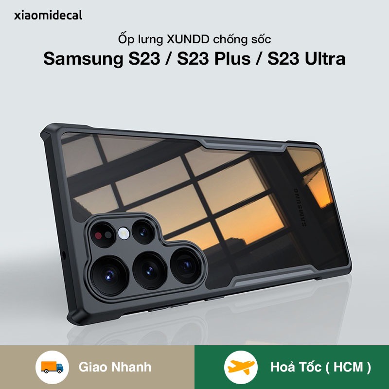 Ốp lưng XUNDD Samsung S23 / S23 Plus / S23 Ultra mặt lưng trong suốt, viền TPU, chống sốc