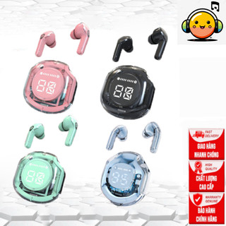 Tai nghe bluetooth không dây gaming Ultrapods Pro cảm ứng vỏ trong suốt đèn led có mic đàm thoại âm thanh hifi bass mạnh