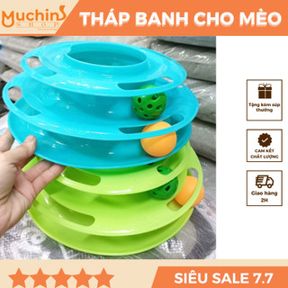 Đồ chơi cho mèo - Đồ chơi Tháp banh 2 tầng vui nhộn giúp mèo thư giãn vui vẻ - Muchinshop