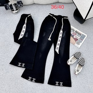  Quần JEANS loe bé gái cao cấp thêu chữ M1  17 - 35kg  