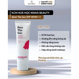 [BẢN MỚI 2023] Kem chống nắng hoá học KRAVE BEAUTY BEET THE SUN SPF40 PA+++
