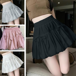 Chân váy bí ngô xòe dáng ngắn thắt nơ hồng đen trắng có quần trong xinh VANISA CV040