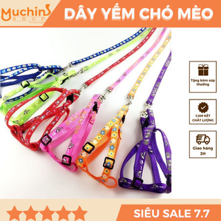 Dây yếm chó mèo - Dây dắt chó mèo thú cưng dạng yếm họa tiết dễ thương - Muchinshop