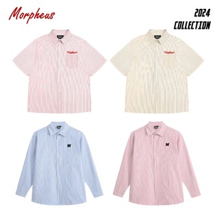 Áo sơ mi kẻ sọc oxford thêu morpheus, áo sơ mi tay ngắn oxford, áo sơ mi tay dài oxford nam nữ form rộng unisex
