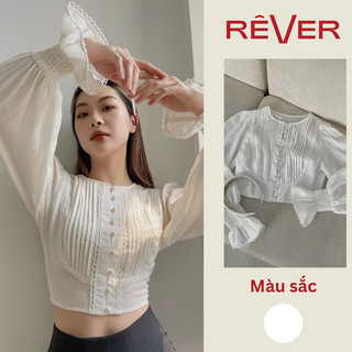 Áo sơ mi nữ trắng croptop thiết kế tay phồng REVERCLOTHINGS Sweetheart Top