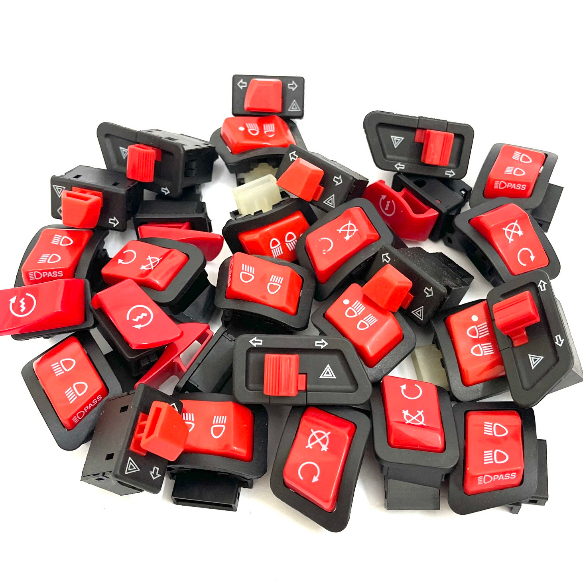 Công Tắc Màu Đỏ Các Loại Công Tắc Hình Thanh-30mm-Công tắc Cos Pha Xe Đời Mới-Passing-Tạm Dừng-Nút Đè Wave Xe honda