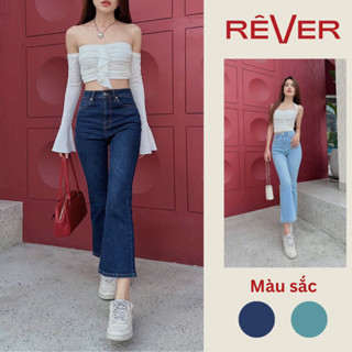 RÊVER Quần Jean ống loe lưng cao 9 tấc Jeans loe 9 tấc cạp cao