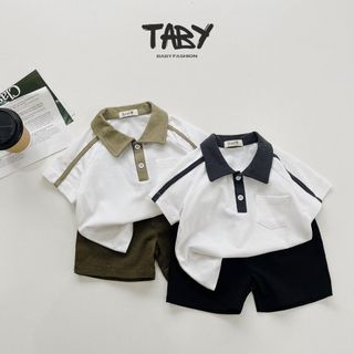  Set polo cộc tay thể thao phối khuy TABY KIDS chất liệu cotton mềm mại thoáng mát cho bé từ 9-25kg B23352