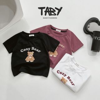  Áo phông in chữ cozy bear chất liệu cotton mềm mại co giãn thoáng mát cho bé từ 9-25kg 4014AHB