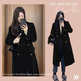 D89 Áo khoác dạ dáng form suông cúc phong cách Hàn Quốc GNCM