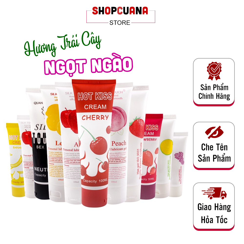 Gel bôi trơn Love Kiss, Hot Kiss, Silk Touch - Dòng gel bôi trơn hương trái cây, gốc nước tăng khoái cảm. Chính Hãng