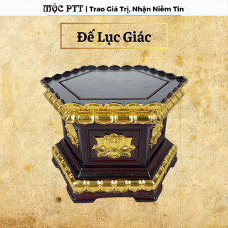  Đôn Lục Giác  Đế Lục Giác hoa Sen dát Vàng gỗ Hương Đá màu cổ kích thước mặt 20 25 30 35 40 cm 