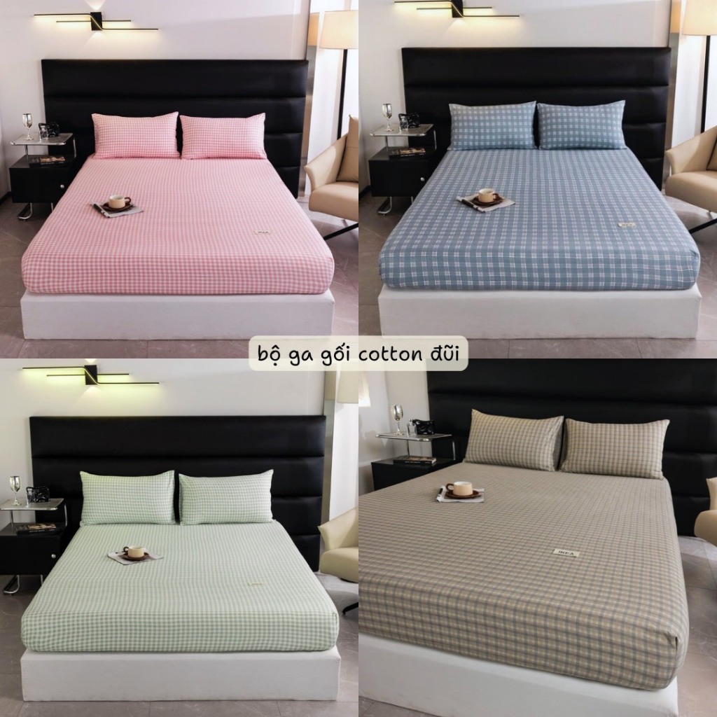 Bộ Ga Gối 3 Món Cotton đũi kẻ phong cách basic dành cho ai ưa thích sự đơn giản chất liệu đũi mềm mại , thoáng mát