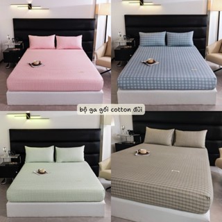 Bộ Ga Gối 3 Món Cotton đũi kẻ phong cách basic dành cho ai ưa thích sự đơn giản chất liệu đũi mềm mại , thoáng mát