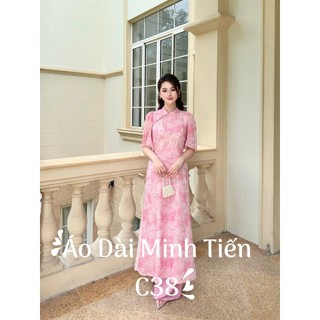 Áo dài chất liệu tơ làm mát hàng may 4 tà - mã c38