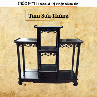Tam sơn thùng , kệ trang trí gỗ Lim kích thước 85 x 80 sâu 26 cm chuyên dùng kê đồ cổ