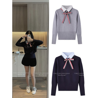 Thuyduongzoo - áo len thom cổ sơ mi kèm nơ ảnh shop chụp
