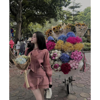 Set sơ mi mix váy voan l1 - ảnh thật