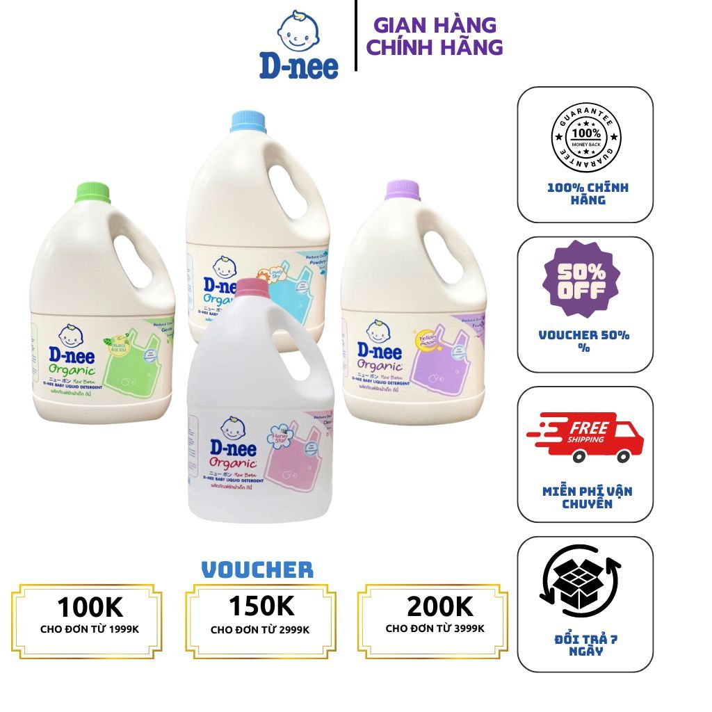 Nước giặt quần áo em bé Dnee 3000ml - an toàn, Chính hãng