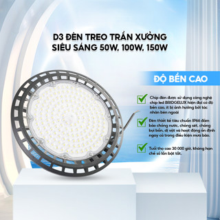 Đèn Led UFO treo trần chính hãng 100w, 150w, 200w. Chuyên lắp nhà xưởng, sân pickleball trong nhà.