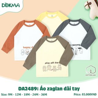 9-6M Áo dài tay zaglan bé trai Dokma DA2489 (sz24m&36m không có khuy vai)