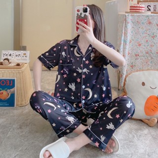 Đồ bộ pijama mặc nhà họa tiết dễ thương tay Cộc quần Dài đồ ngủ nữ(Msp01)