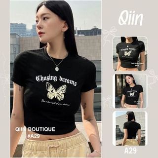 Áo Croptop Nữ Tay Ngắn Cổ Tròn In Hình Siêu Xinh Ôm Dáng A29 [QIIN BOUTIQUE]