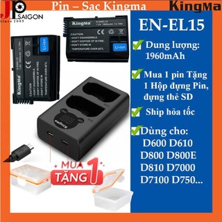 Pin sạc đôi ver 2 kingma thay thế cho pin máy ảnh en-el15