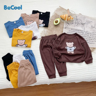 Bộ Quần Áo Bé Trai Dài Tay In Gấu H.I BECOOL Chất Thun Tổ Ong Cực Xinh Cho Bé Cực Xinh Từ 8 - 20kg