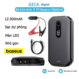 Kích bình ô tô Baseus CRJS03-01 12000mah kiêm sạc dự phòng Đề nổ kích điện cứu hộ ô tô xe hơi có đèn pin bảo hành 2 năm