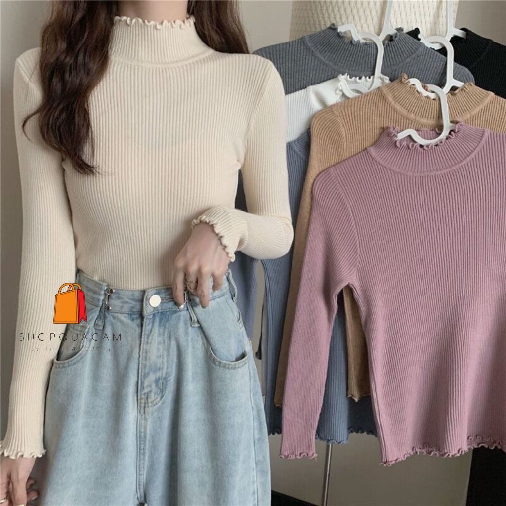 Áo Len, Áo Len Tăm Co Giãn Cổ 3p Sóng Viền Bèo Dáng Ôm Tay Dài Giữ Nhiệt Hàng Qccc Siêu Dễ Phối Đồ Hót 2024 Shopquacam | BigBuy360 - bigbuy360.vn