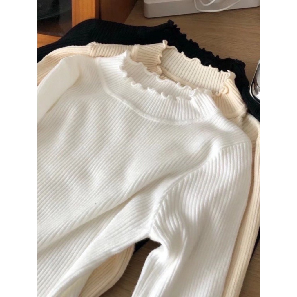 Áo Len, Áo Len Tăm Co Giãn Cổ 3p Sóng Viền Bèo Dáng Ôm Tay Dài Giữ Nhiệt Hàng Qccc Siêu Dễ Phối Đồ Hót 2024 Shopquacam | BigBuy360 - bigbuy360.vn