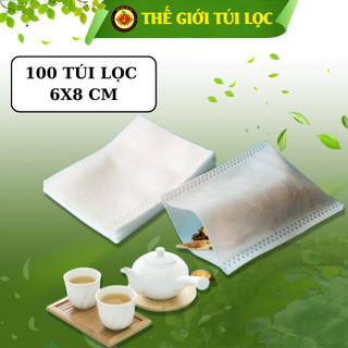 Túi lọc trà, thảo dược PHUKIENTUILOC, chất liệu Vải không dây-hàn nhiệt size 6x8cm-Combo 100 túi