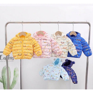 Áo khoác phao tai gấu siêu nhẹ cho bé