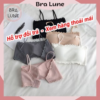 Áo bra nữ cotton viền ren mút mỏng có thể tháo rời BRALUNE, áo ống nữ dây mảnh tôn vòng 1 mã 621