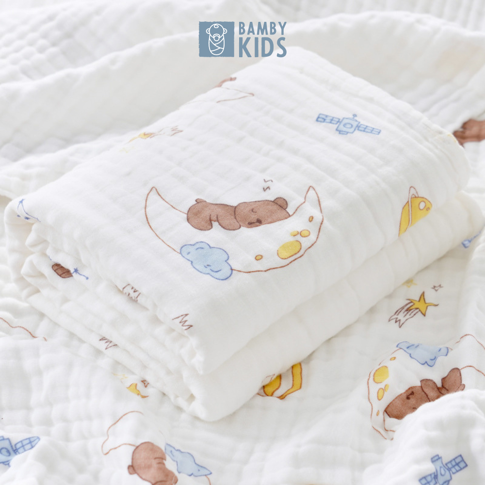 Khăn tắm xô muslin cao cấp 4 lớp 110*110 cm cho bé